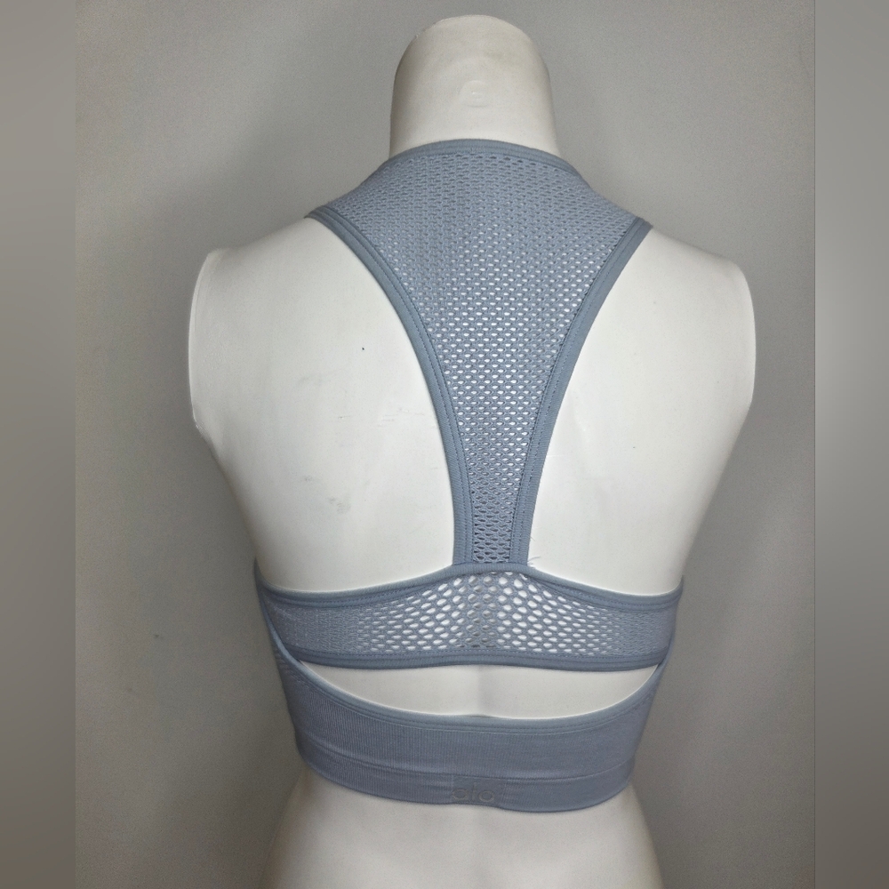 Alo Yoga Women's Mesh Sports Bra - Light Blue - (Missing size tag) Aprox Small